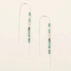 Thread Earrings In Turquoise Silver