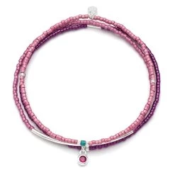 Bracelet Trio- Fuchsia/Silver
