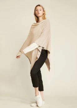 Terri Triangle Poncho In Beige