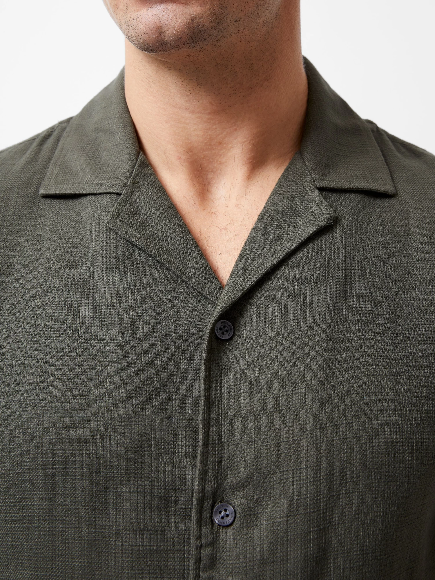 French Connection Matty Weave Revere Shirt In Khaki - Image 3