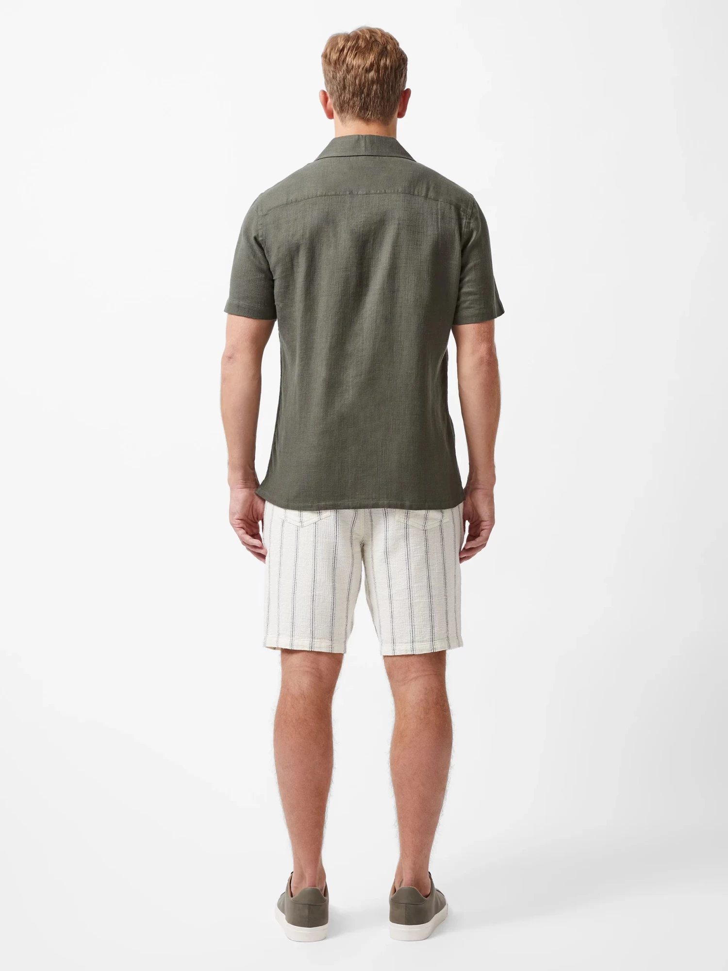 French Connection Matty Weave Revere Shirt In Khaki - Image 7