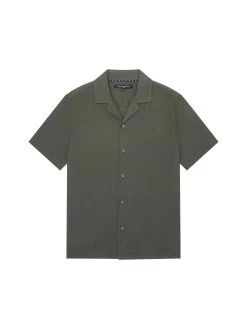 French Connection Matty Weave Revere Shirt In Khaki