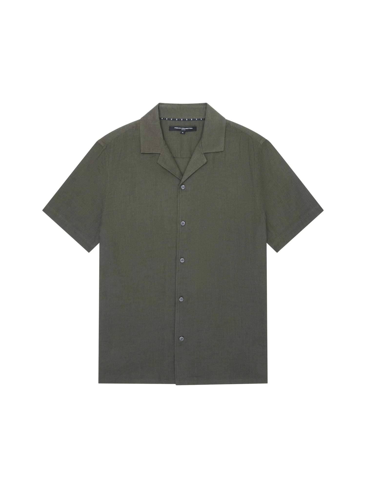 French Connection Matty Weave Revere Shirt In Khaki