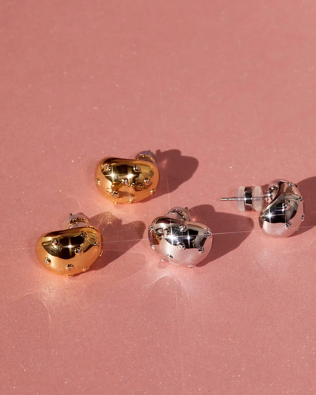 Luv AJ Mini Pave Molten Studs In Silver - Image 4