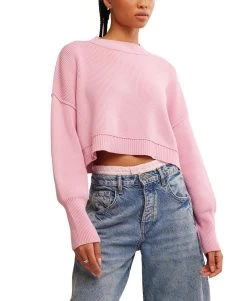 FREE PEOPLE Easy Street Crop Pullover In Lollipop
