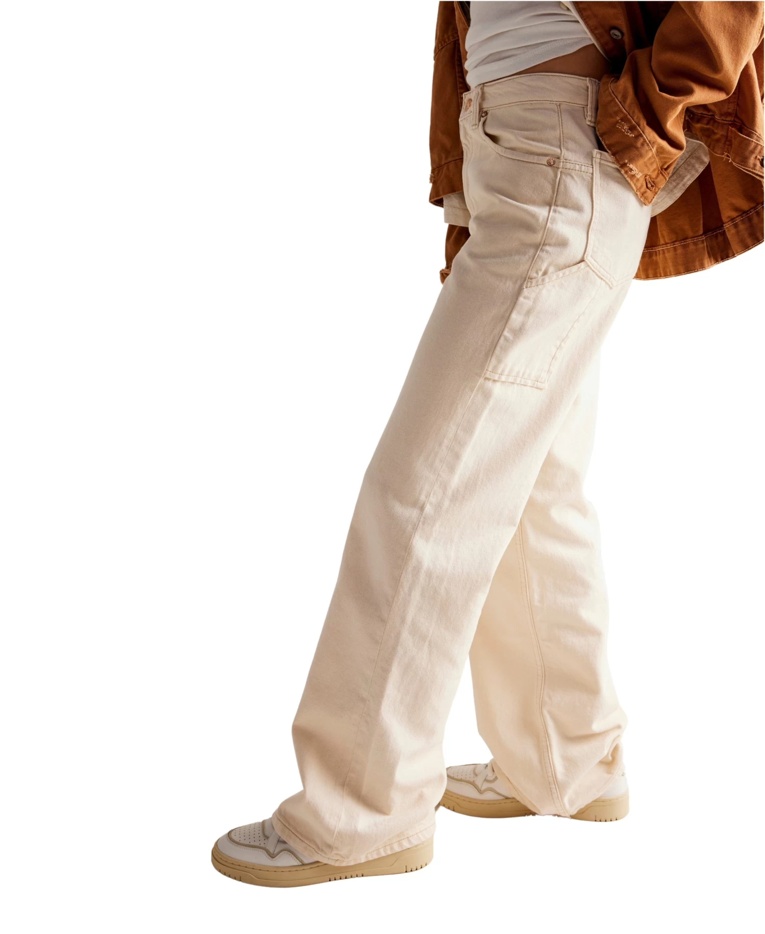 FREE PEOPLE Tinsley Baggy High Rise In Ecru - Image 4