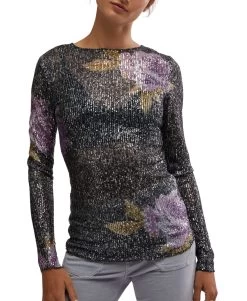 FREE PEOPLE Long Sleeve Printed Gold Rush Top