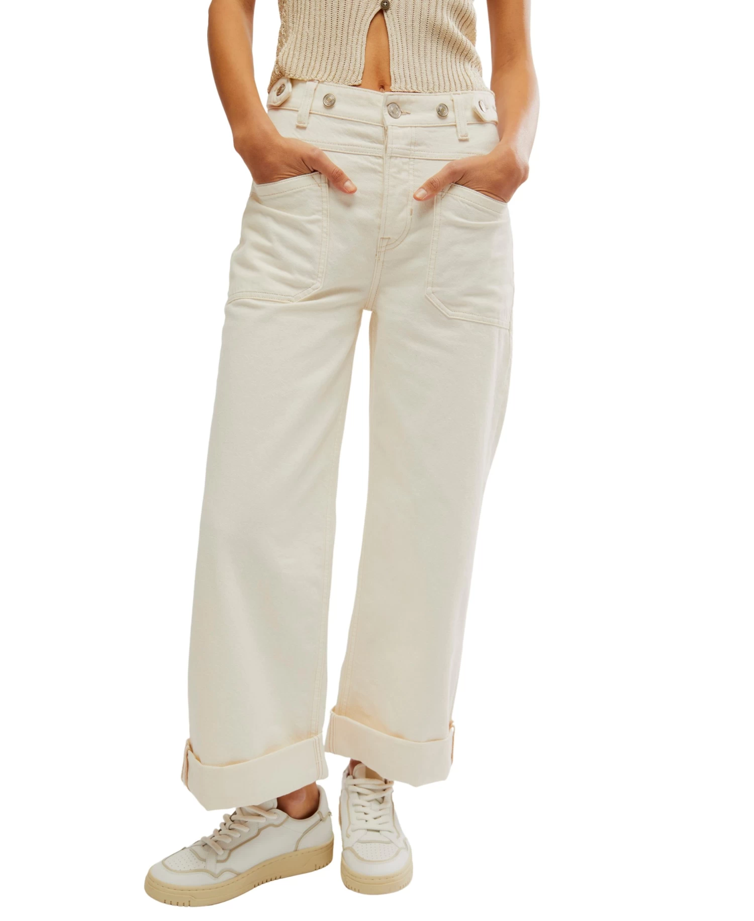 FREE PEOPLE Palmer Cuffed Jean In Neutral - Image 2
