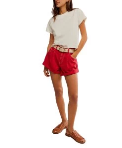 FREE PEOPLE Hot Rod Red Danni Short