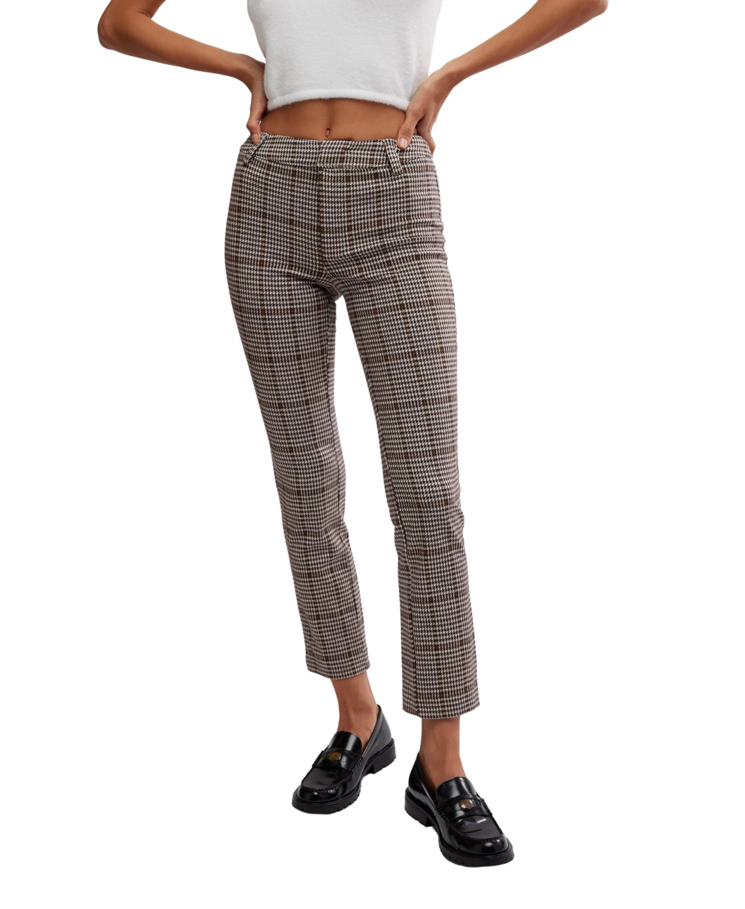 FREE PEOPLE Molly Plaid Slim Pant In Neutral - Image 2