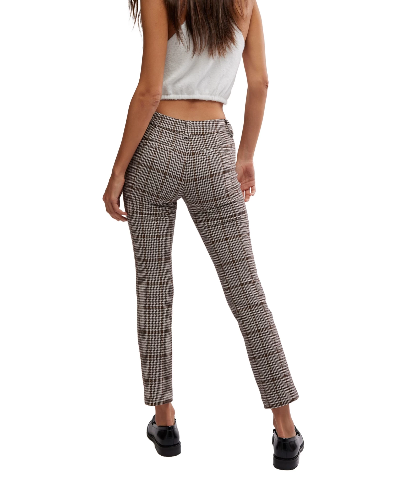 FREE PEOPLE Molly Plaid Slim Pant In Neutral - Image 4