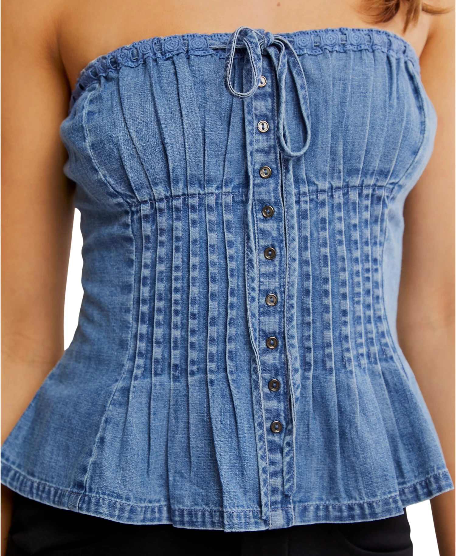 FREE PEOPLE Denim Wink Wink Tube - Image 4