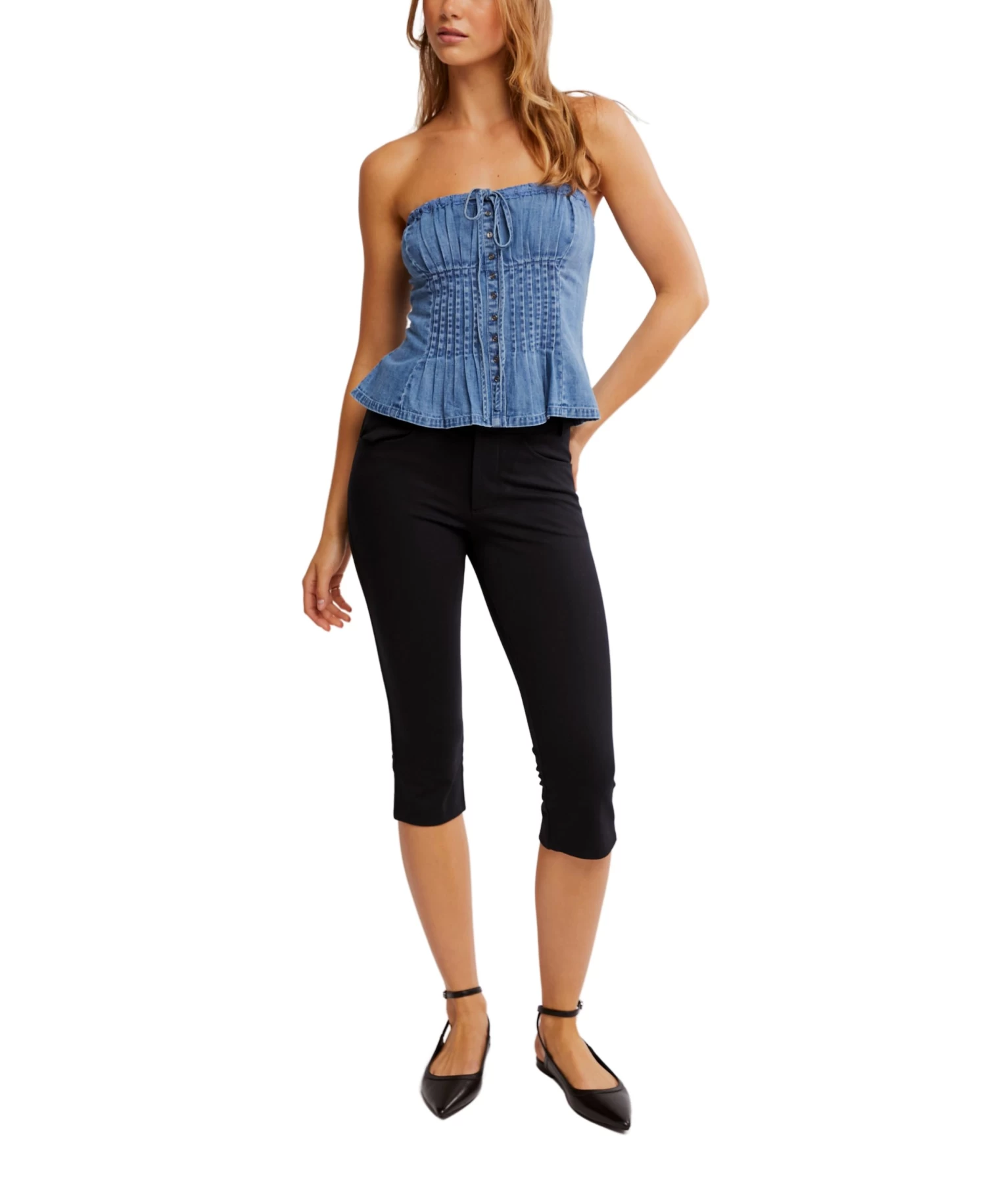FREE PEOPLE Denim Wink Wink Tube - Image 5