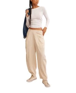 FREE PEOPLE High Road Pull On Barrel Pants In Birch