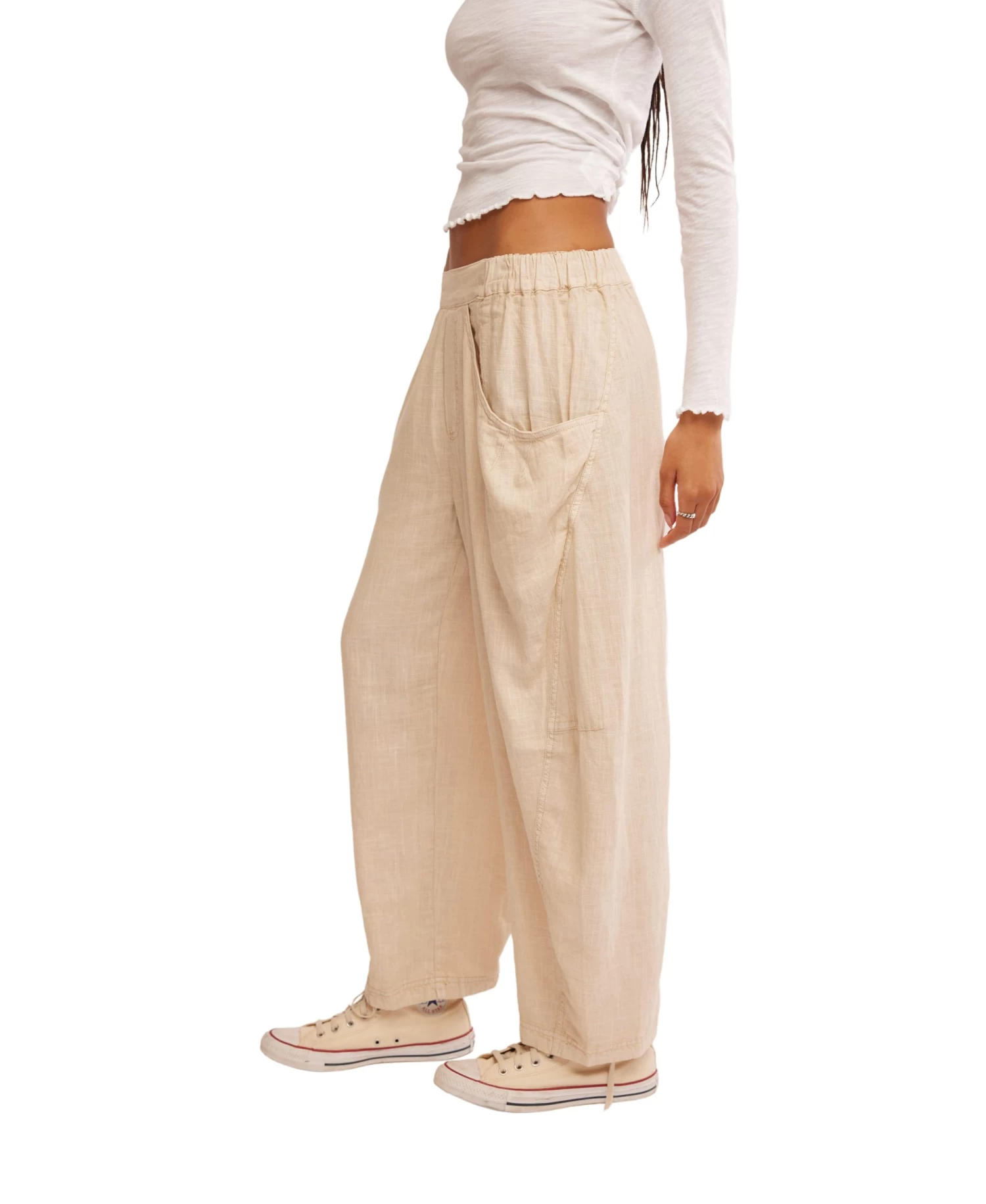 FREE PEOPLE High Road Pull On Barrel Pants In Birch - Image 3