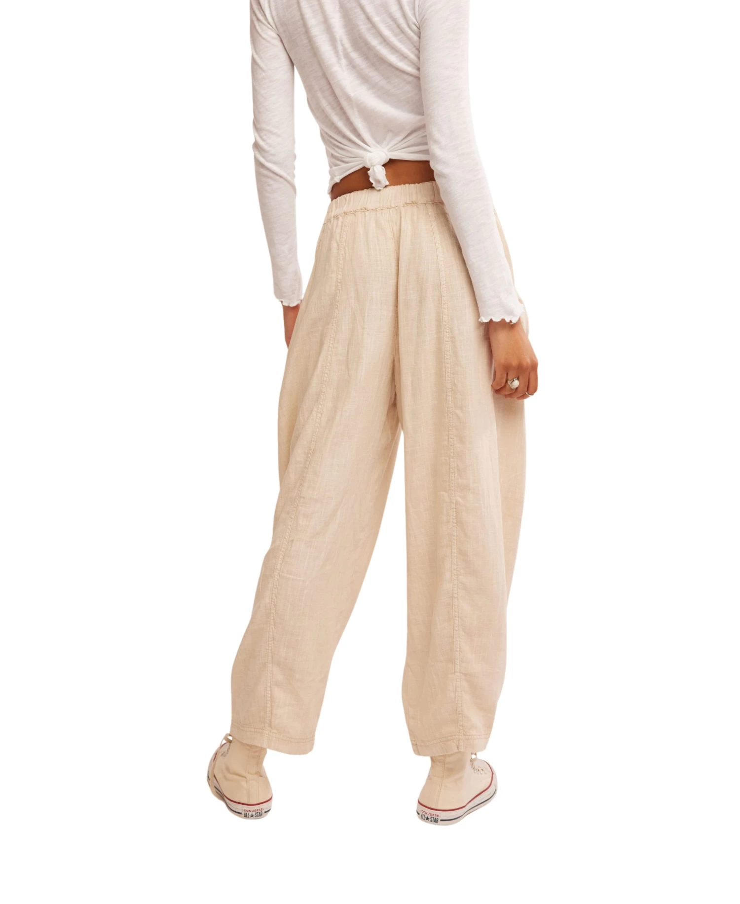 FREE PEOPLE High Road Pull On Barrel Pants In Birch - Image 4