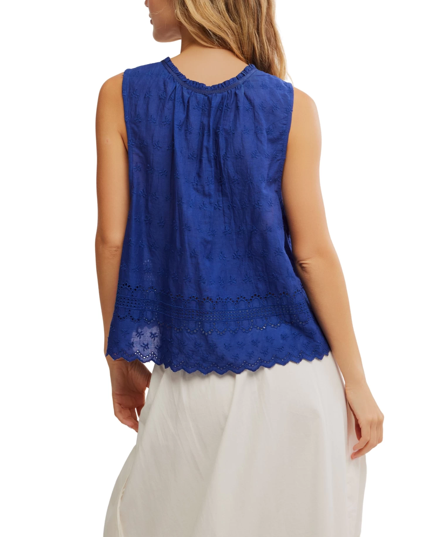 FREE PEOPLE Bellwether Blue Marina Eyelet Tank - Image 3
