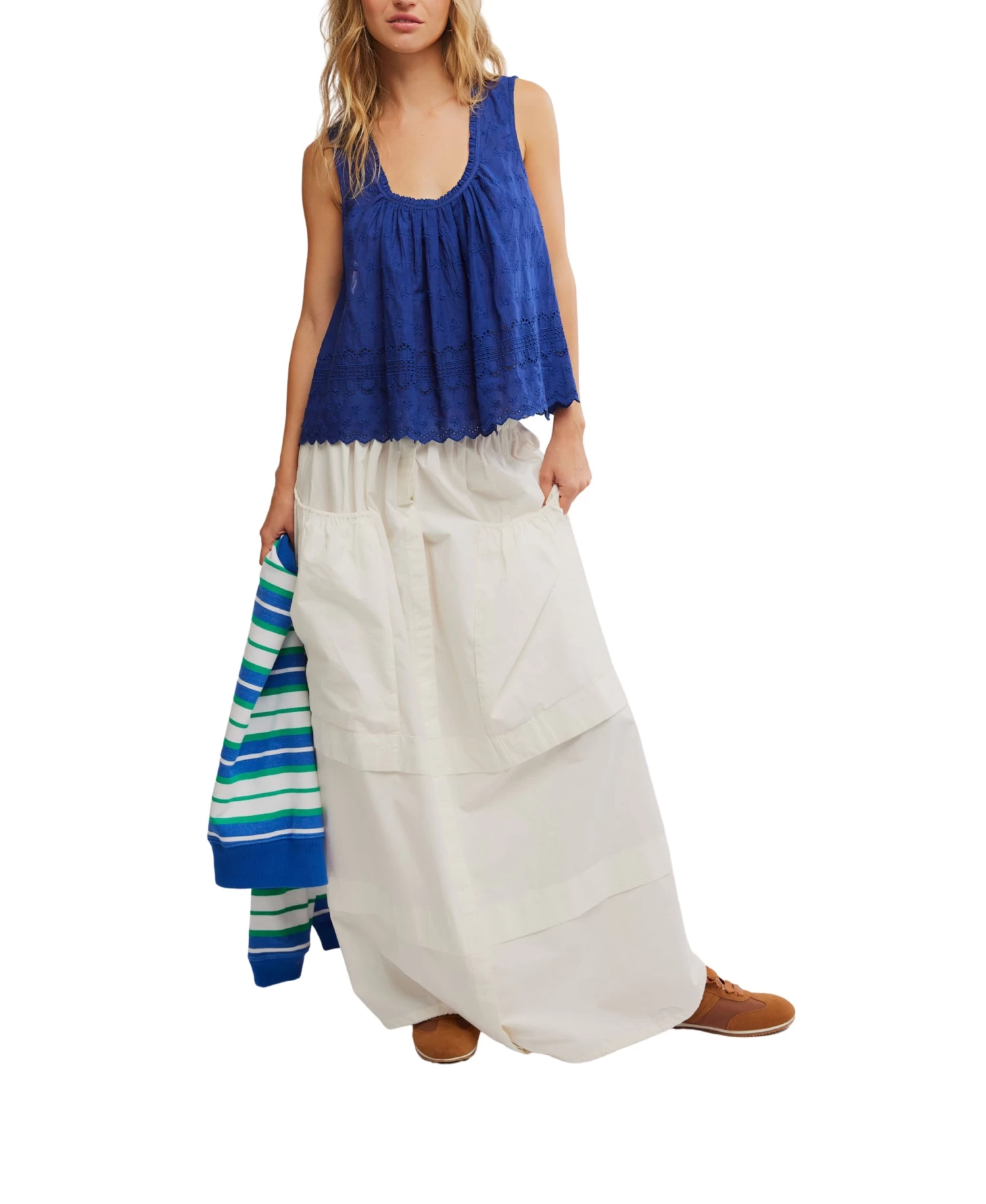 FREE PEOPLE Bellwether Blue Marina Eyelet Tank - Image 5