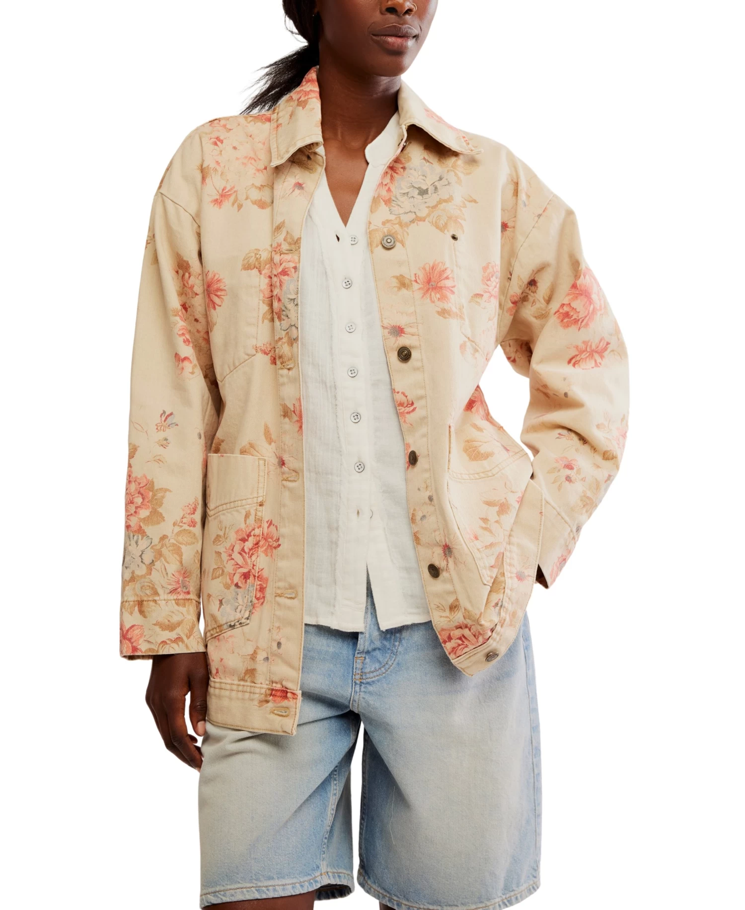 FREE PEOPLE Avery Denim Jacket Print