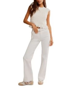FREE PEOPLE Optic White Sabine Slim A Line Jean