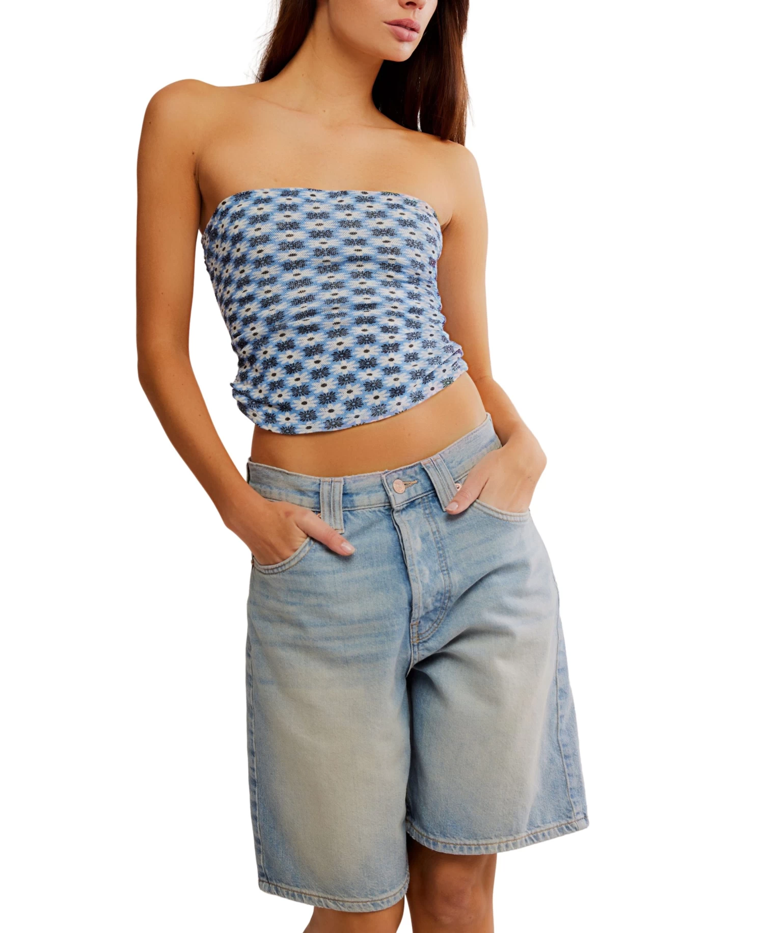 FREE PEOPLE Blue Vista Boulevard Tube Printed