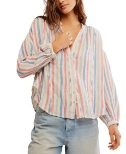 FREE PEOPLE Ivory Striped Valley Double Cloth