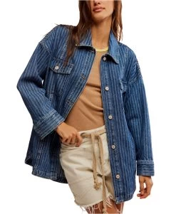 FREE PEOPLE Blue Abyss Dune Shirt Jacket