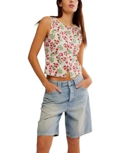 FREE PEOPLE Antique Ivory Tilly Vest Printed