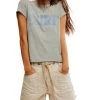 FREE PEOPLE Grey Nova Tee Graphic