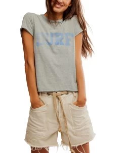 FREE PEOPLE Grey Nova Tee Graphic