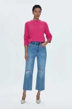 Cassie Crop Jeans In Bushwick Distressed