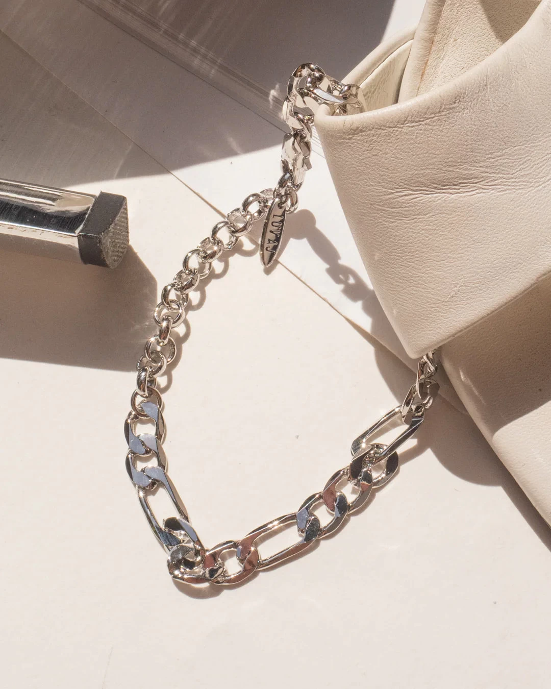 Figaro Chain Anklet In Silver - Image 5