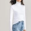 Long Sleeve Turtle Neck Tee In White