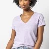 V-Neck Short Sleeve Back Seam Tee In Lily