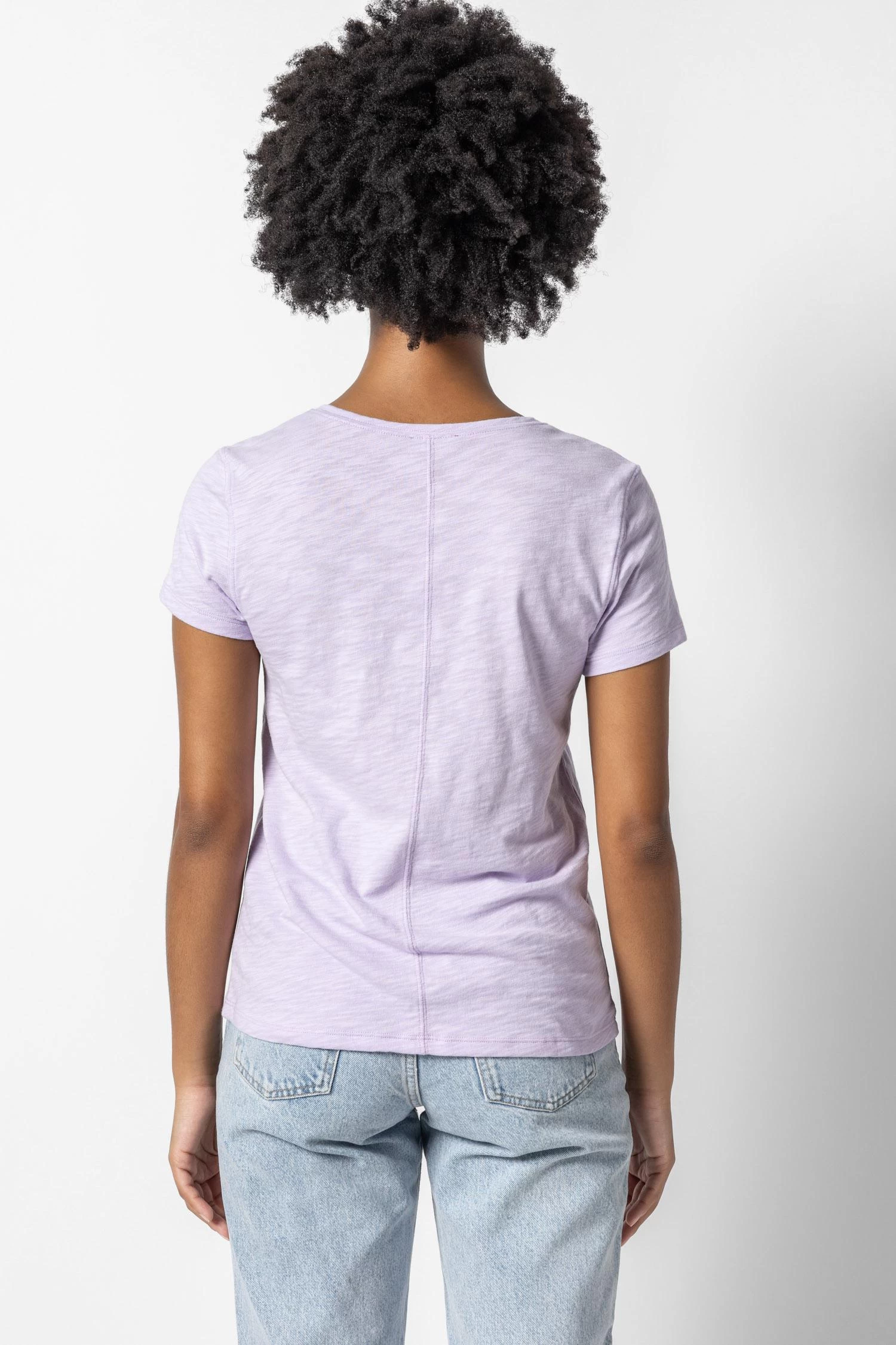 V-Neck Short Sleeve Back Seam Tee In Lily - Image 2