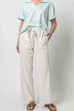 Drawstring Waist Pant In White