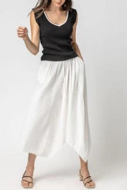 Gauze Waterfall Skirt In White