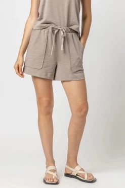 Elastic Waist Shorts In Driftwood