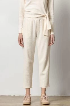 Straight Leg Waffle Pant In Talc