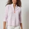 Pointelle Half Zip Sweater