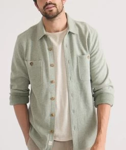Marine Layer Pacifica Stretch Twill Shirt In Vetiver