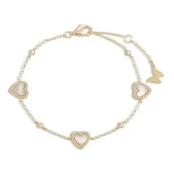 Multi Heart Stone Bracelet - Mother Of Pearl