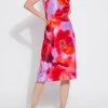 Raquel Side Drape Printed Dress In Floating Floral