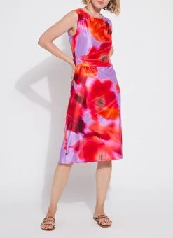 Raquel Side Drape Printed Dress In Floating Floral