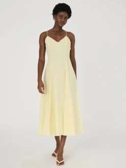 French Connection Raya Chiffon Ruffle Neck Midi Dress