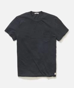 Marine Layer Relaxed Hemp Cotton Tee In Faded Black