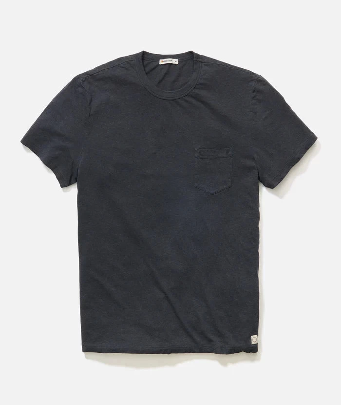 Marine Layer Relaxed Hemp Cotton Tee In Faded Black