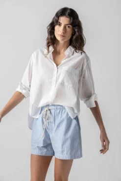 Relaxed Long Sleeve Button Down In White