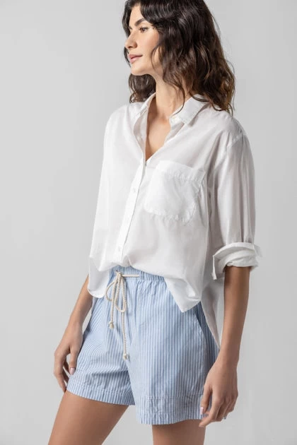 Relaxed Long Sleeve Button Down In White - Image 2