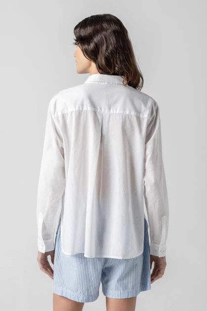 Relaxed Long Sleeve Button Down In White - Image 3